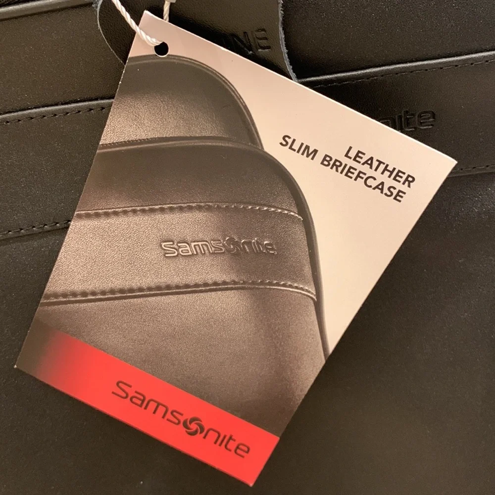 NWT Samsonite classic leather slim briefcase color black